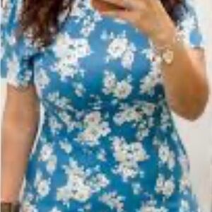 Old Navy Flutter Sleeve White and Blue Mini Sundress